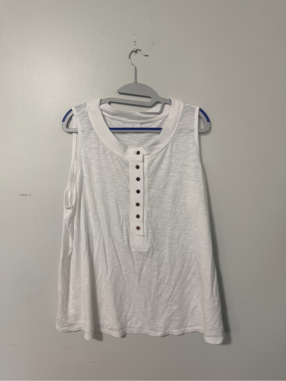 J.Jill White Slub Knit Sleeveless Henley Tank Top XL Petite Casual Summer